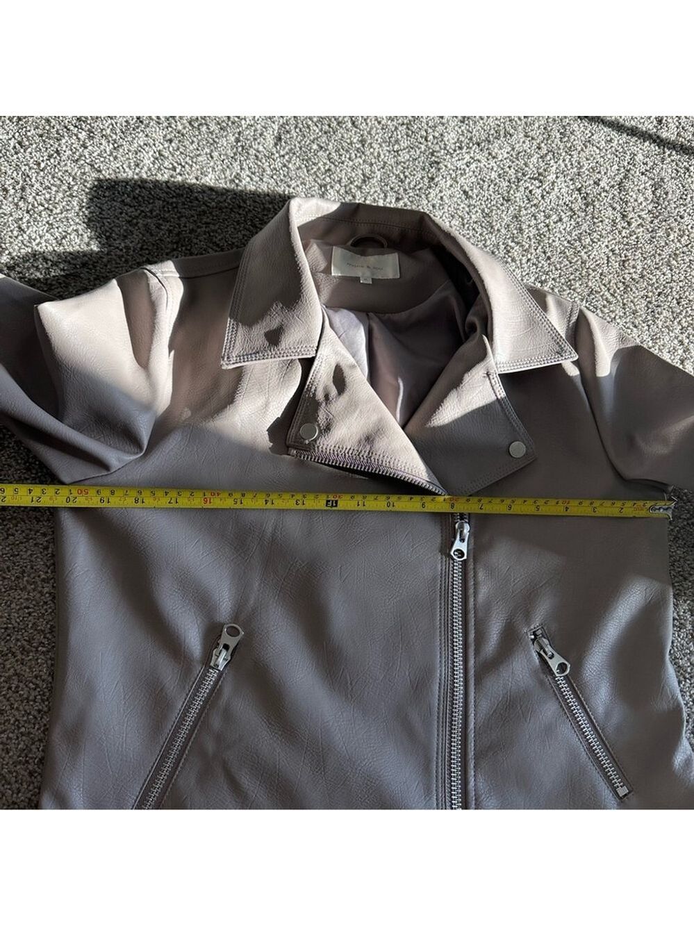 Monk & Lou Faux Leather Vegan Moto Jacket Size XL Taupe - Picture 14 of 14
